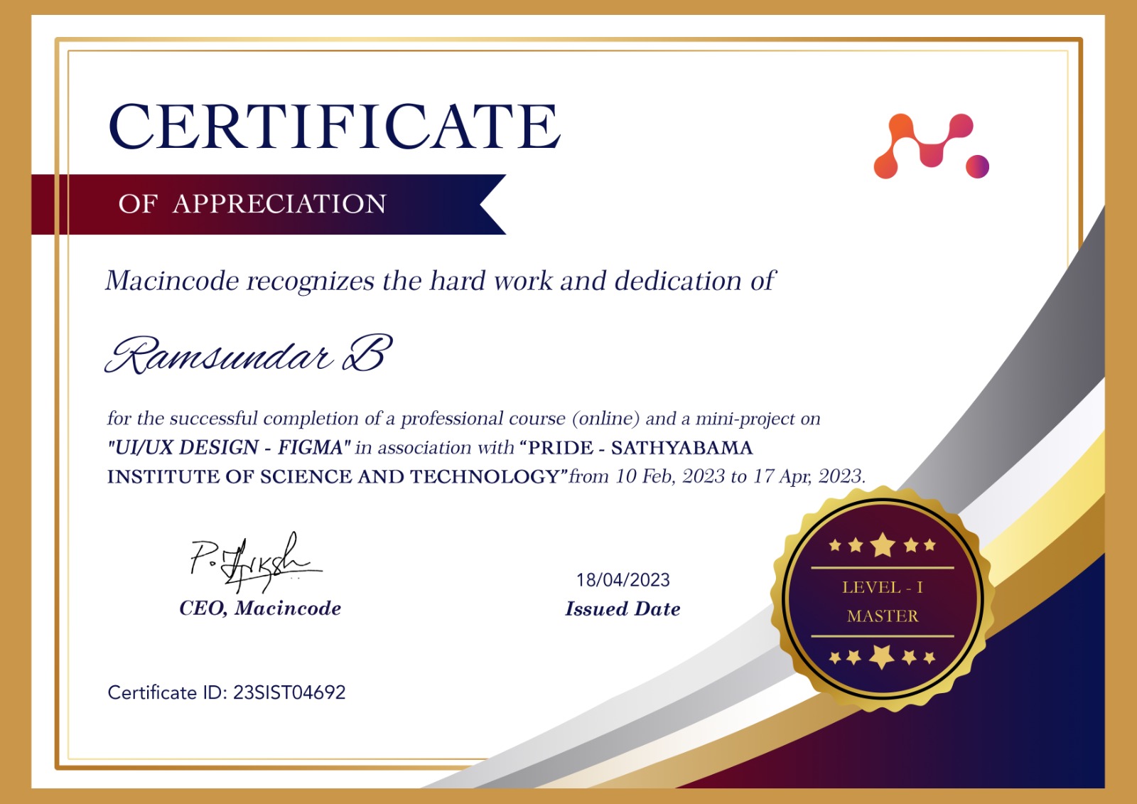 UI/UX Certificate
